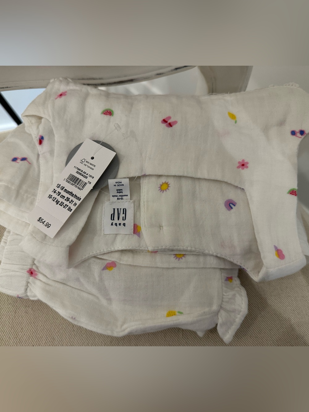 🤍 12~18 Mth GAP White Baby Girl Cotton Ruffle Tank Top & Ruffle Bloomers Set NWT - Picture 11 of 11
